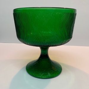 Green Glass Compote/Candy Pedestal Dish